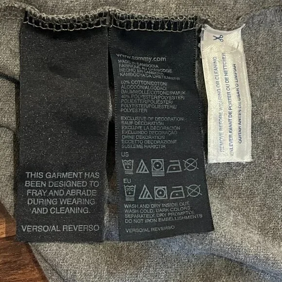 Tommy Hilfiger 1985 Raised Logo Gray Long Sleeve Heavyweight T-Shirt - Picture 9 of 9